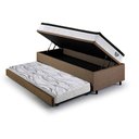 Ver imagem 4 de Bicama Box Baú Linho Marrom 88x188 com Colchão Molas Ensacadas Cama Inhouse Ecoflex