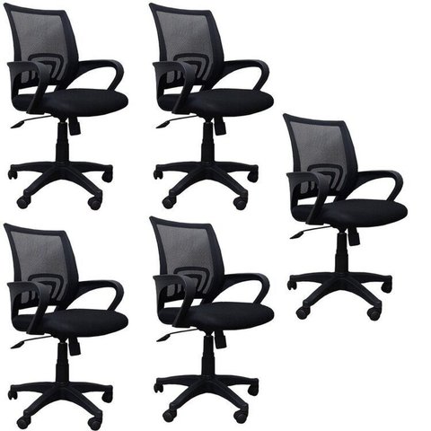 Kit 5 Cadeiras de Escritório Giratória com Relax Office Santiago Preto Rivatti