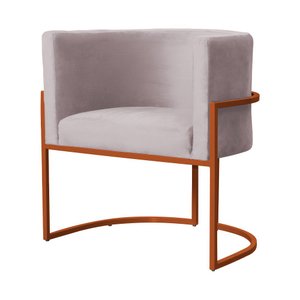 Poltrona Luana Veludo Rosé Base Metálica Cobre - Belliv Decor
