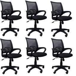 Kit 6 Cadeiras de Escritório Giratória com Relax Office Santiago Preto Rivatti - 1 Kit 6 Cadeiras de Escritório Giratória com Relax Office Santiago Preto Rivatti - 1