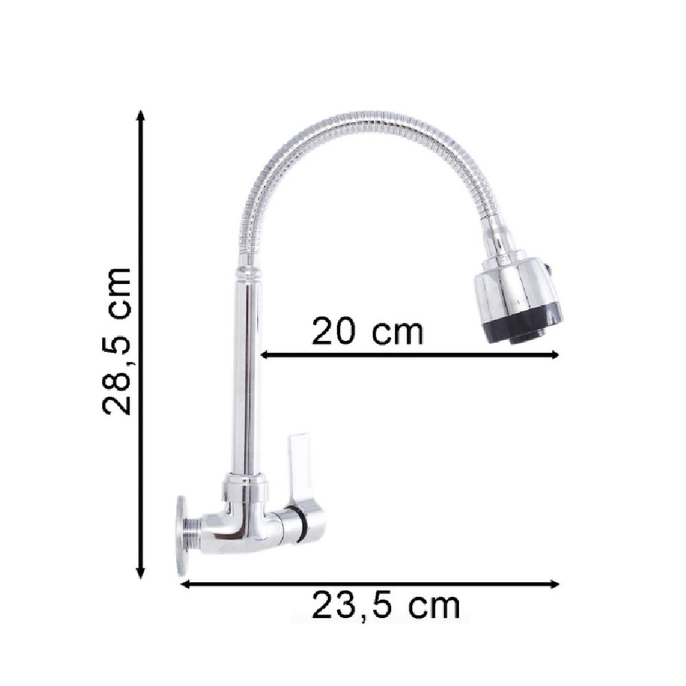 Torneira Flexível Gourmet Parede Jr 1/4 Volta Metal Importad - 5