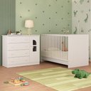 Ver imagem 2 de Berço 3 em 1 com Colchão Incluso e Cômoda 1 Porta 4 Gavetas Amora Multimóveis Mp4767 Branco