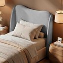Ver imagem 2 de Cabeceira Orgânica para Cama Box Viúva Luma 120cm Chenille Bouclê Prata - Abmaza