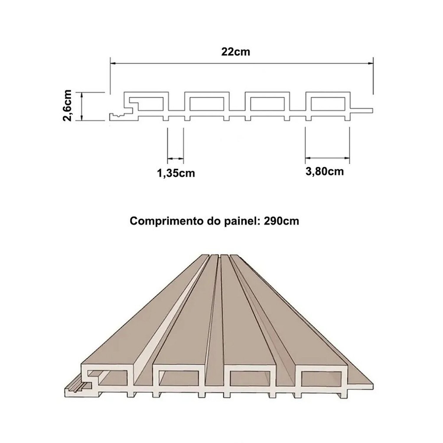 Painel Ripado Externo em Wpc 21,9cmx2,6cmx290cm - 4