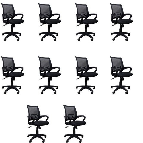 Kit 10 Cadeiras de Escritório Giratória com Relax Office Santiago Preto Rivatti