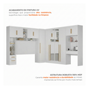 Ver imagem 5 de Guarda Roupa Casal Modulado 4 Peças 11 Portas 5 Gavetas com Espelho, Cabeceira e Escrivaninha 100% MDF Smart Branco