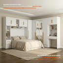 Ver imagem 4 de Guarda Roupa Casal Modulado 4 Peças 11 Portas 5 Gavetas com Espelho, Cabeceira e Escrivaninha 100% MDF Smart Branco