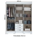 Ver imagem 4 de Guarda-roupa Solteiro 6 Portas 3 Gavetas Branco Lírio - Pnr Móveis