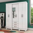 Ver imagem 1 de Guarda-roupa Solteiro 6 Portas 3 Gavetas Branco Lírio - Pnr Móveis