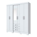 Ver imagem 2 de Guarda-roupa Solteiro 6 Portas 3 Gavetas Branco Lírio - Pnr Móveis
