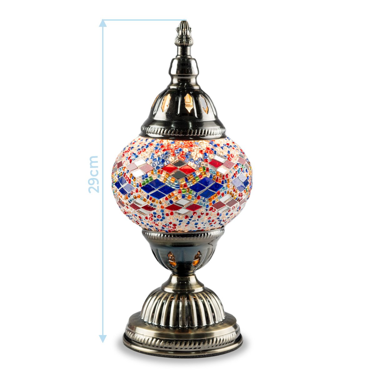 Luminária Abajur Turco Mosaico De Vidros Coloridos 29cm Alt. - 4