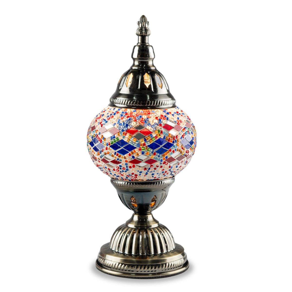 Luminária Abajur Turco Mosaico De Vidros Coloridos 29cm Alt. - 1