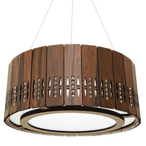 Luminária Decorativa Madeira Pendente Redondo Arpoador 45cm