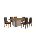 Ver imagem 6 de Conjunto de Jantar Isadora 6 Lugares Tampo MDF Cadeiras Carolina Veludo Marrom 180cm Moderna