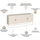 Ver imagem 4 de Aparador Buffet para Sala de Jantar 4 Portas Industrial 180cm Alek A03 Off White - Lyam Decor