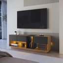Ver imagem 2 de Rack para Tv até 55 Polegadas com 3 Gavetas e 1 Nicho com Iluminação em Led Rgb Ra8036 Mel e
