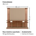 Ver imagem 3 de Estante Home TV 55 pol com LED 180 cm York Fendi Freijo Bechara