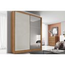 Ver imagem 1 de Guarda Roupa Solteiro 2 Portas de Correr e 3 Gavetas C/espelho Thor Plus Freijo Cumaru C/ Fendi -