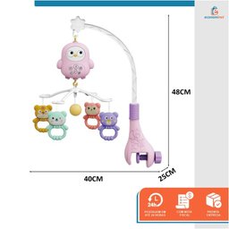 Mobile Musical para Berço Bebê com Controle Remoto e Funções Rosa - 2