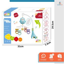 Mobile Musical para Berço Bebê com Controle Remoto e Funções Rosa - 3