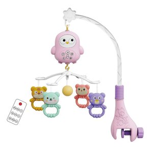 Mobile Musical para Berço Bebê com Controle Remoto e Funções Rosa