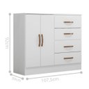 Ver imagem 2 de Cômoda Zaragoza Branco Brilho 4 Gavetas 2 Portas 107cm Largura Sapateira Mdp