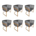 Ver imagem 1 de Kit 6 Poltronas Decorativa Sala de Estar Base de Ferro Cobre Veludo Cinza