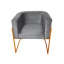 Ver imagem 3 de Kit 6 Poltronas Decorativa Sala de Estar Base de Ferro Cobre Veludo Cinza
