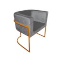 Ver imagem 2 de Kit 6 Poltronas Decorativa Sala de Estar Base de Ferro Cobre Veludo Cinza