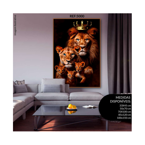 Quadro Decorativo Animais Rei Leão e Família