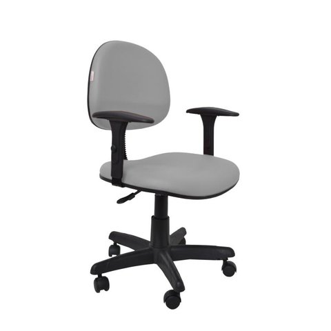 Cadeira Executiva Giratoria Zeus com Braco - Couro Sintetico Corano - Cinza claro
