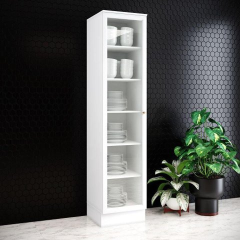 Cristaleira Amy Casa 812 1 Porta 5 Prateleiras MDF-MDP Branco 50cm Casa 812