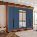 Ver imagem 1 de Roupeiro Casal Valência 6 Portas com Espelho 242x214cm Freijó/Azul 240852