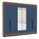 Ver imagem 2 de Roupeiro Casal Valência 6 Portas com Espelho 242x214cm Freijó/Azul 240852