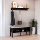 Ver imagem 2 de Sapateira Banco Estofado 93cm e Prateleira com 3 Ganchos Cor:nero