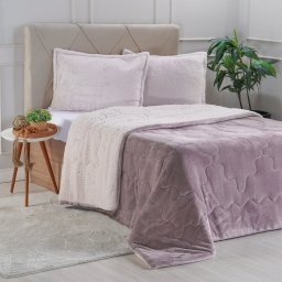 Edredom Sherpa Casal Dupla Face 180x220cm Old Mauve - 1