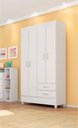 Ver imagem 2 de Conjunto de Guarda Roupa e Cômoda Milan para Quarto Branco