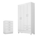 Ver imagem 1 de Conjunto de Guarda Roupa e Cômoda Milan para Quarto Branco