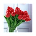 Ver imagem 3 de Kit Buque 9 Tulipas Cor Vermelha 40cm Flores Artificiais