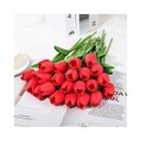 Ver imagem 2 de Kit Buque 9 Tulipas Cor Vermelha 40cm Flores Artificiais