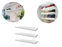Ver imagem 2 de Kit 3 Prateleira Madeira Mdf Branca 100x20cm com Suporte Invisivel Flutuante Don Castro Decor Pratel