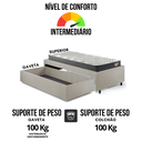 Ver mais imagens de Base Box Cama Solteirão Sapateira Courino Linho Areia e Colchão Adapto Ecoflex 96x203
