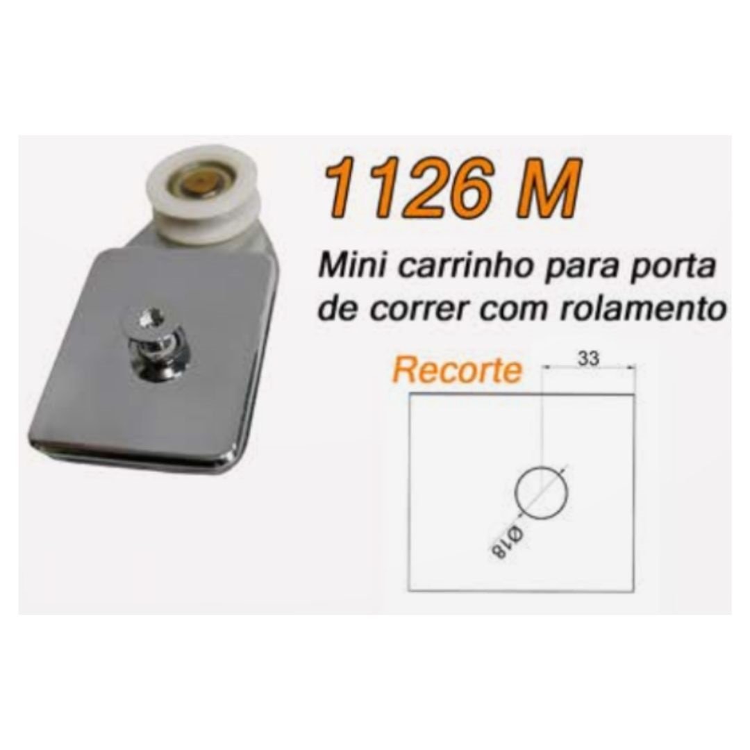 Roldana 1126 tipo carrinho modelo mini para vidro temperado Blindex - 4