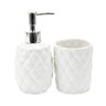Kit Banheiro Lavabo 2 Peças com Saboneteira Capitonê Branco - 4