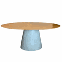 Ver imagem 1 de Mesa de Jantar Cone Oval 198x122 Cm Tampo Freijó Base Cimento Queimado Freijó Personal Art Design