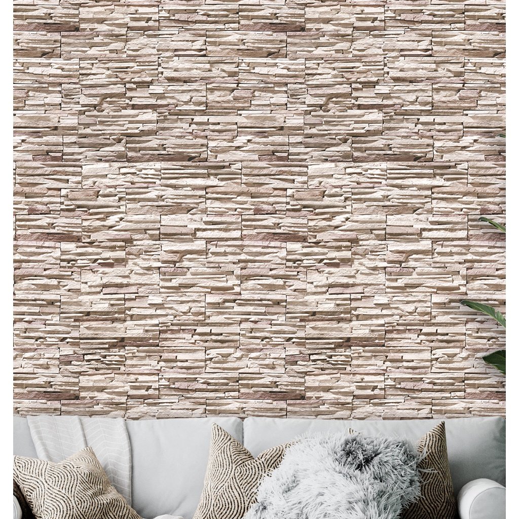 Papel De Parede Adesivo 3d Pedra Miracema Muro Cinza - 1,05m