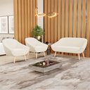 Ver mais imagens de Kit 01 Namoradeira E 02 Poltronas Veludo Natural Bege