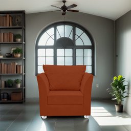 Poltrona Decorativa para Quarta, Sala e Escritorio Lisboa Suede Terracota- Modena Decor - 1