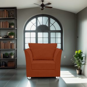 Poltrona Decorativa para Quarta, Sala e Escritorio Lisboa Suede Terracota- Modena Decor