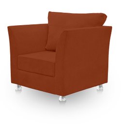 Poltrona Decorativa para Quarta, Sala e Escritorio Lisboa Suede Terracota- Modena Decor - 2